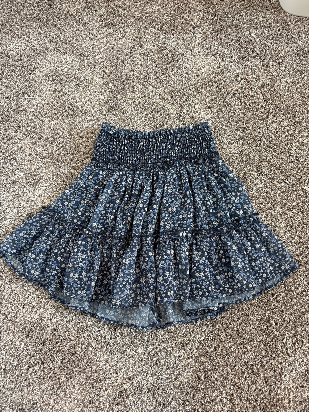 Altar'd State Navy Blue Floral Smocked Skirt